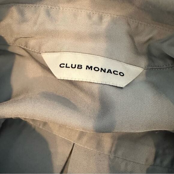 Club Monaco Carpenter Shirt Cloud Gray Silver Long Sleeve Button Front Top SMALL - Picture 9 of 13